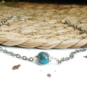 Blue Apatite Crystal Bracelet Anklet, Gemstone Jewelry Accessories 9.5"